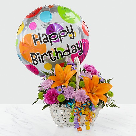 The Happy Blooms Basket Balloon Included
