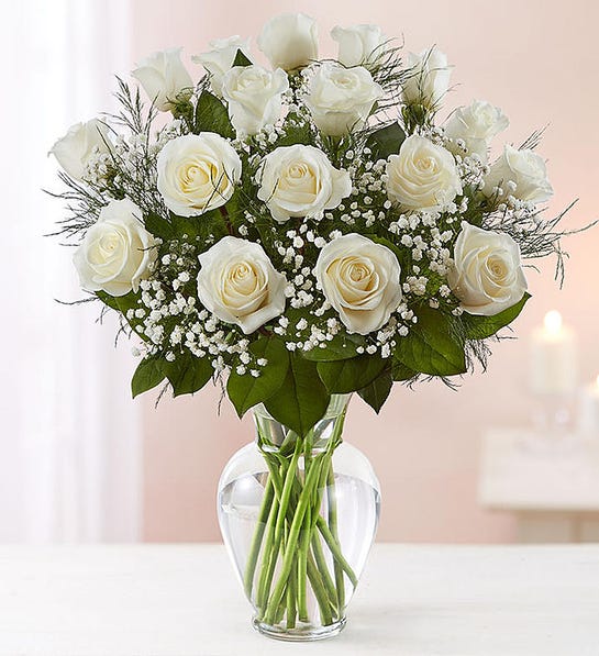 18 White Rose Vase