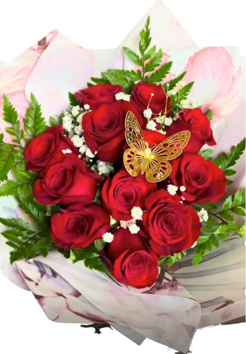 Butterfly Kisses Red Rose Wrap